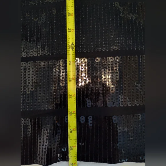 Theory Black Sequin 3/4 Length Long Sleeve Shift Dress Medium Like New - Picture 6 of 10